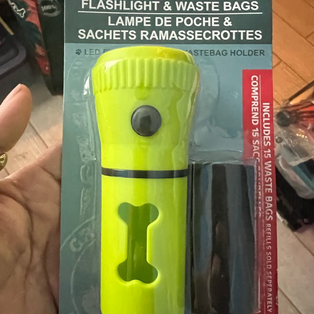 LED Flashlight & Waste Bags Holder - Yellow